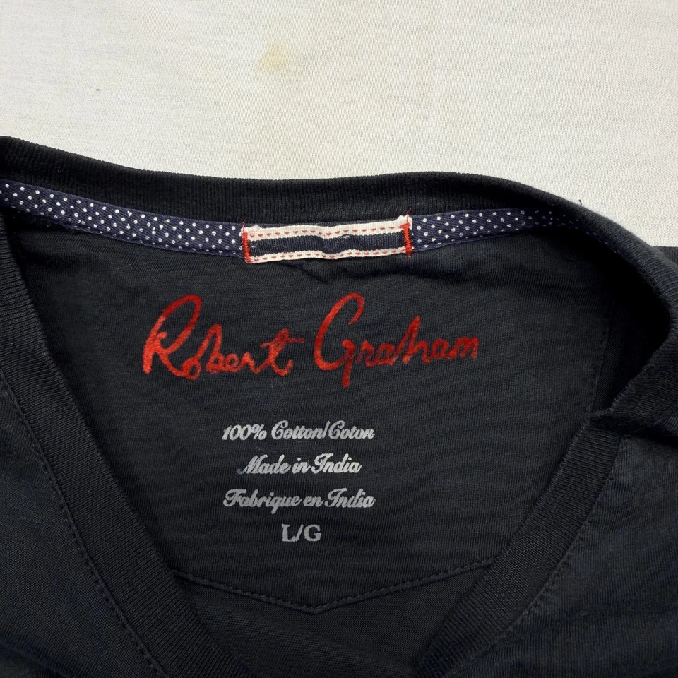 Camisa Robert Graham Para Hombres Grande Negra Lobo Calavera Rosa Gráfico Algodón Camiseta Foto 4 de 4