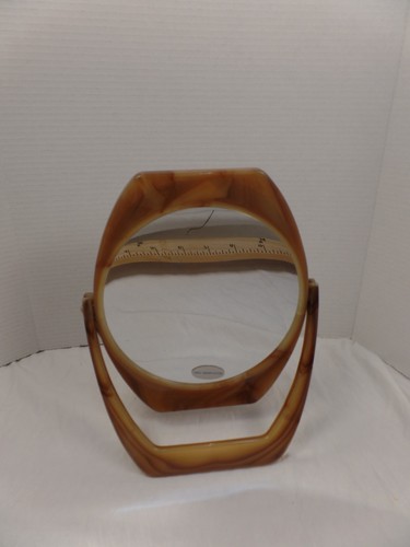 Vintage MCM Lucite Dual Sided Swivel Vanity Mirror  3X Grannycore Decor Tabletop