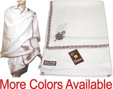 Beautiful 100 Pure Wool Indian Kashmiri Large Shawl Hand Embroidered Wrap Scarf