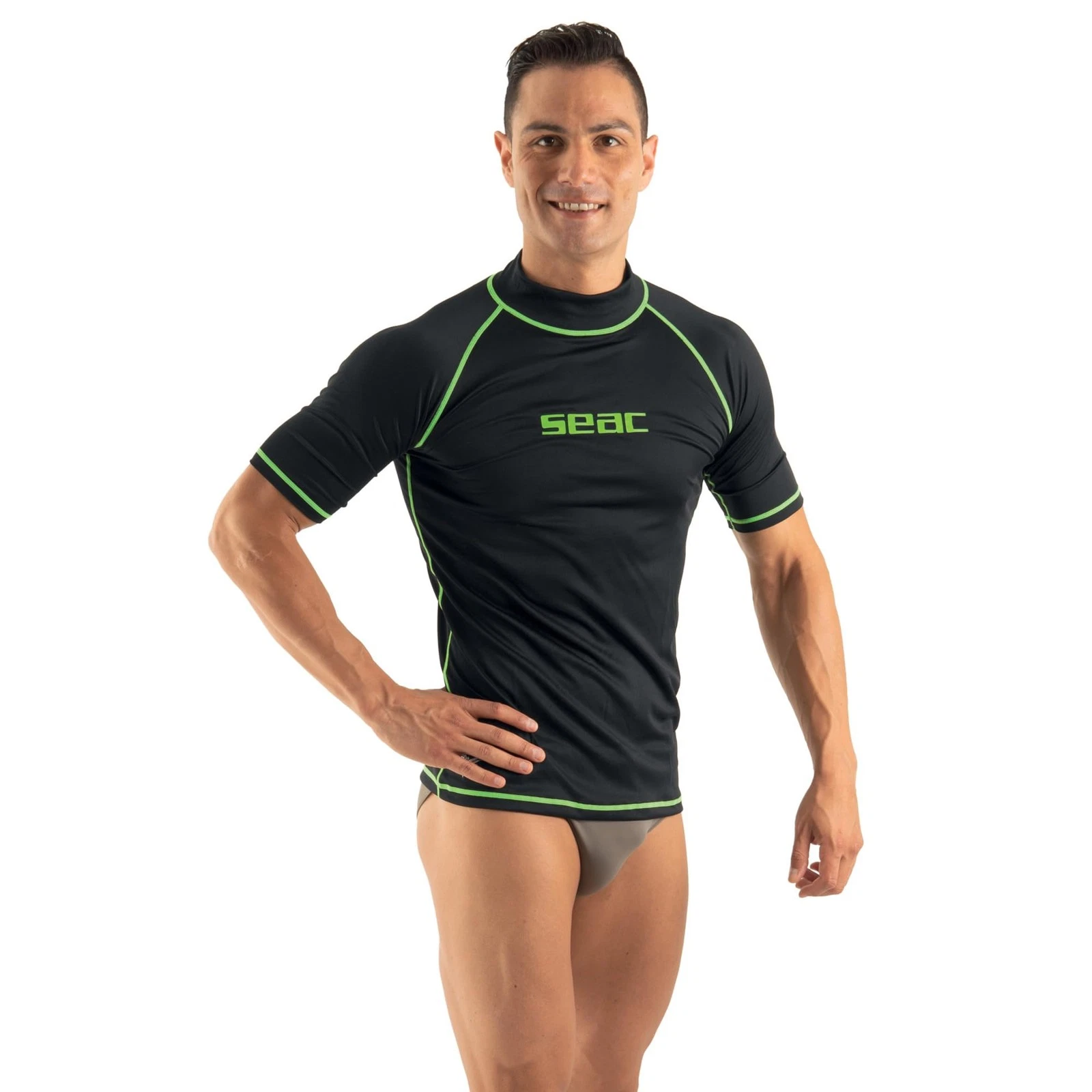 TSun Short Man, Rash Guard for Swimming, Surfing, Diving, UV Protection, Black, M