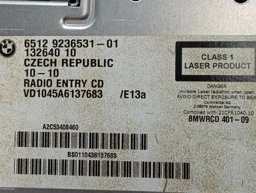 9236531 Sistema Audio/Radio Cd para BMW SERIE 1 BERLINA (E81/E87) 116d 7246719 - Imagen 3 de 9
