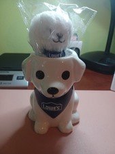 New Lowes White Dog Planter and Keychain Gift...