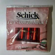 Schick Personal Touch Razor 4 Refill Blades New Unopened Aloe Moisturizing Strip