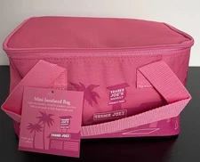 NWT Trader Joe's PINK Mini Insulated Cooler Tote Lunch Bag w TJ’s stickers!!!