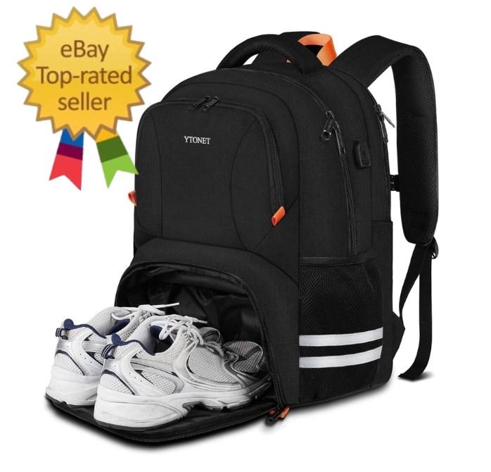 Gym Backpack For Men Women, Travel Sports Track Bag With Shoe Compartment USB Ch