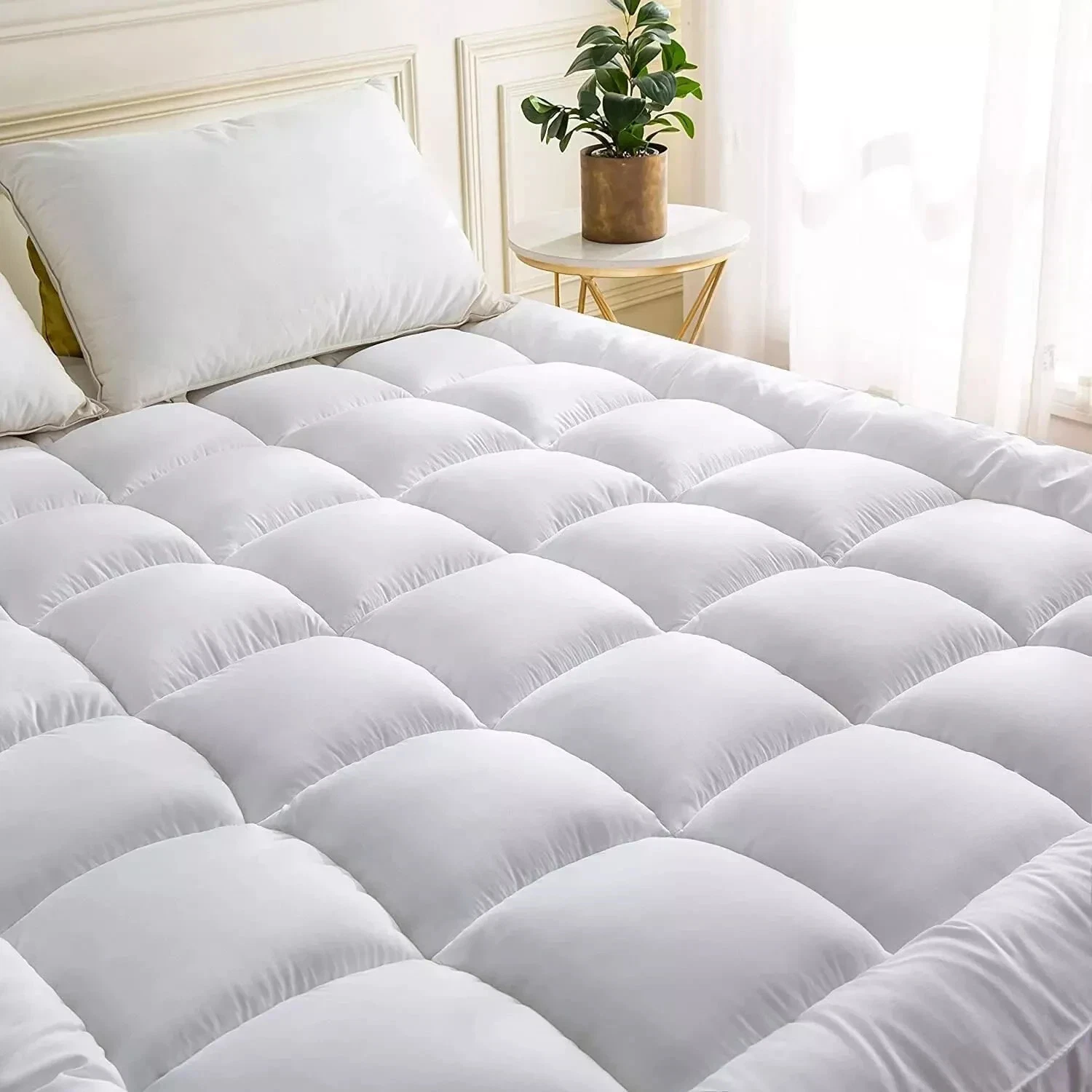 4 Inches Thick Mattress Topper Quilted Cooling Mattress Topper Pad by LAASANI