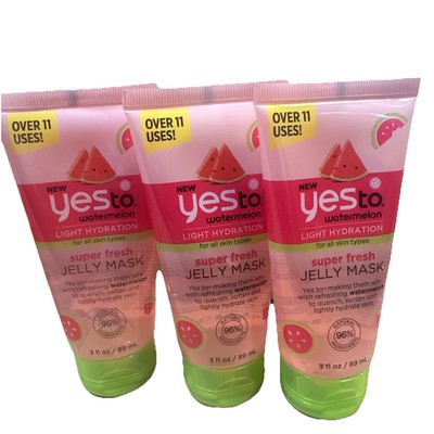 Lot Of 3-Yes To Watermelon Jelly Mask Light Hydration Super Fresh 3 fl oz Each