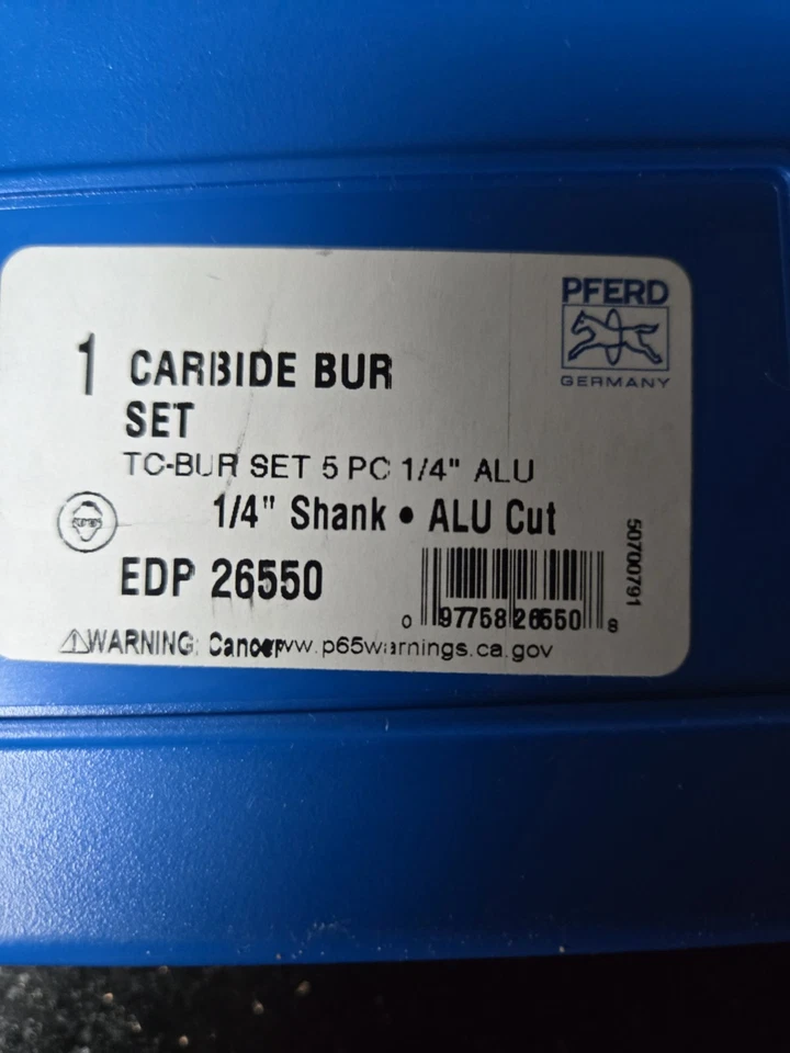 Juego de rebabas de carburo de 5 piezas PFERD 26550 - CORTE ALUMINIO / NF | Para aluminio Foto 3 de 3