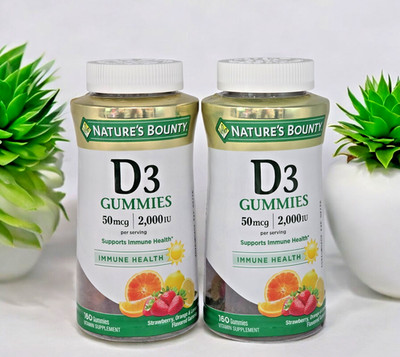 X2 Nature's Bounty Vitamin D3 Gummies, 2000 IU, 160 Ct Ea VALUE SIZE EXP-2/26
