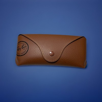RAY-BAN Sunglasses Case | Brown Faux Leather Snap Close With Cloth