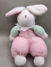 Vintage Soft Dreams Terry Cloth Bunny Rattle Pastel Plush B9