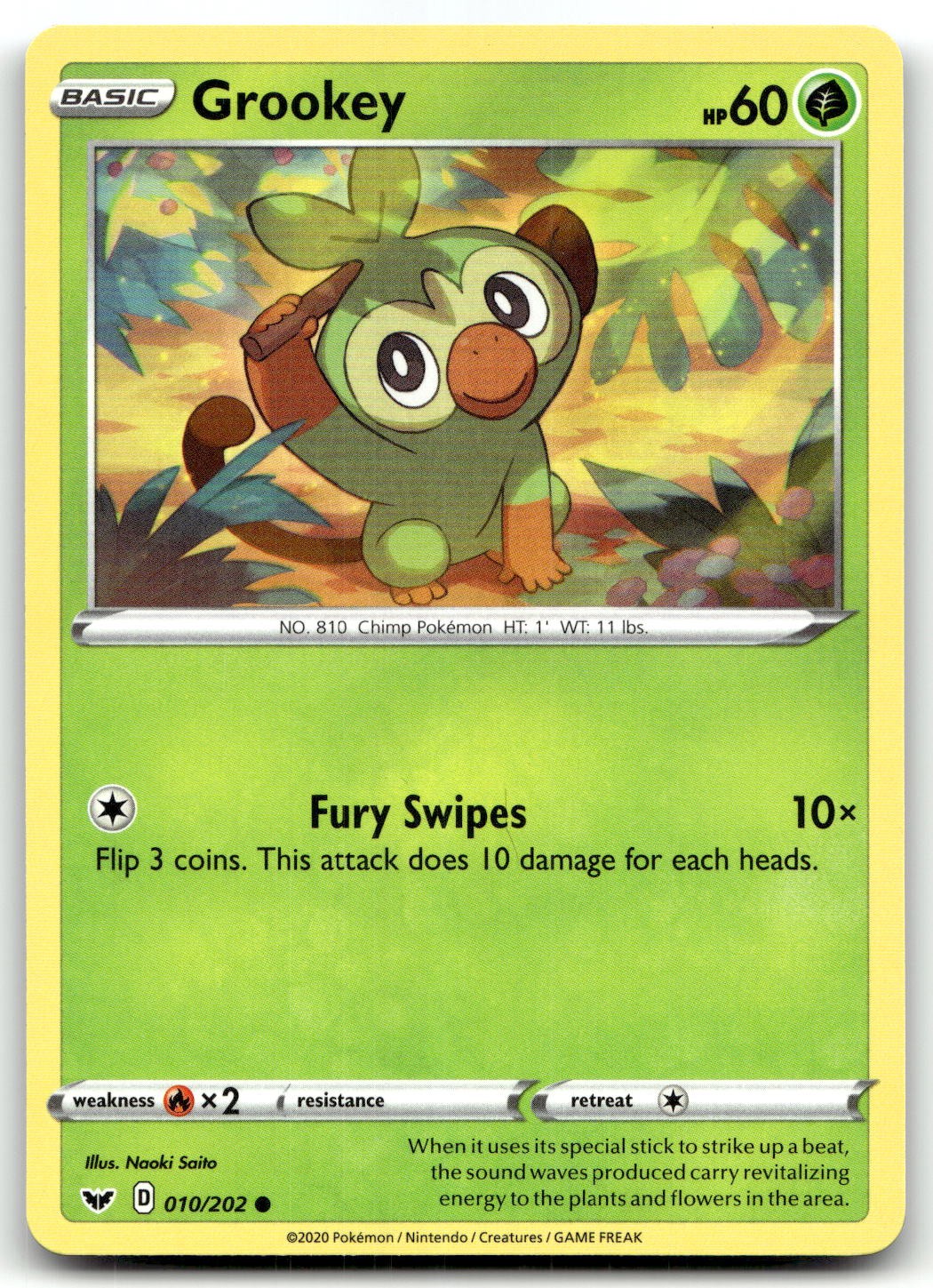Grookey (010) 010/202 SWSH01: Sword & Shield Base Set Normal Pokemon TCG NM