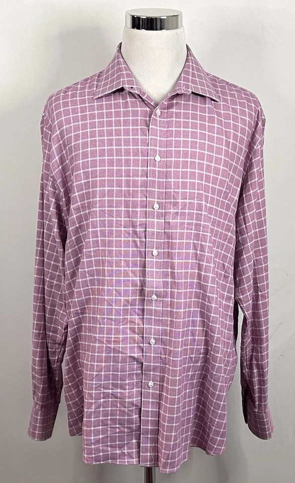 Camisa de Vestir Nordstrom 17.5 37/38 Ajuste Tradicional Tecnología Inteligente Roja Blanca a Cuadros Foto 2 de 4