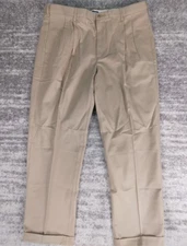 $90 Lands' End Men's Pants 38 Khaki Pleated Front Comfort Waist Chino 38x31