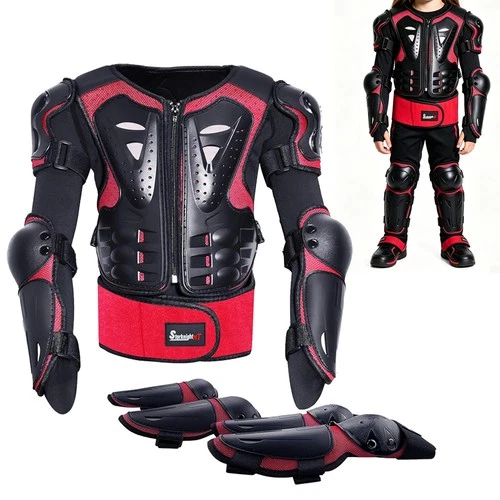 5PC Kids Motorcycle Armor Suit Youth Motocross Protective Gear Pads for Boy Girl