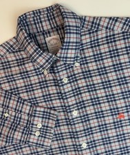 Brooks Brothers Oxford Shirt Non Iron Blue Red Plaid OCBD Logo Button Up Mens S
