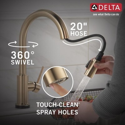 Delta Faucet Trinsic Gold Küchenarmatur, Küchenarmatur mit ausklappbarer Brause,