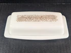 Vintage PYREX WOODLAND 2 Pc Milk Glass Butter Dish 72B 70s MCM Cottagecore