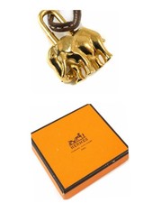 HERMES Cadena Elephant Charm Bag Padlock 1997 GP Gold Japan Limited Edition W/B