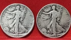 1920 & 1942 Walking Liberty Half Dollars 90% Silver US Coins Circulated Lot of 2