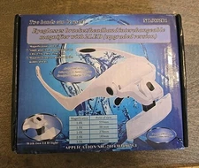 Battery Operated LED Eyeglasses Bracket Headband w Interchangeable Magnifier See
