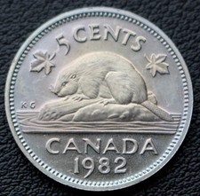 1982 CANADA 5 CENTS PROOF - Queen Elizabeth II - Beautiful Tone