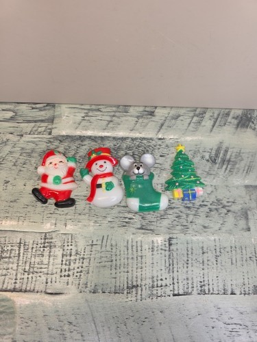 Calamite plastiche stampate natalizie JSNY vintage anni 70 albero di Babbo Natale calza pupazzo di neve - Foto 4 di 10
