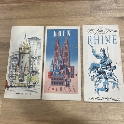 Germany Travel Brochure Lot Cologne Koln Rhine Map Frankfurt Mid Century