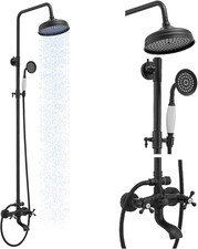 Elegant Black Outdoor Shower System - 3 Functions, Wall Mount Design