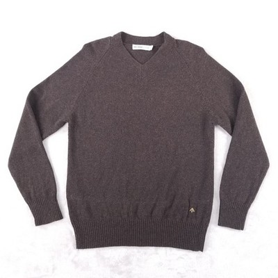 Nigel Cabourn Utility Men's V Neck Sweater Dark Brown Large Wool Blend