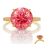 6.00 Ct Certified Round Cut Pink Natural Diamond Ring VVS1 Yellow Gold Finish