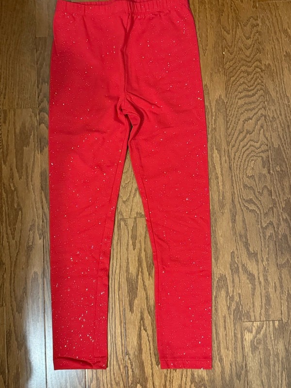 Little Girls Size 10-12 EPIC THREADS Solid Red Glitter Leggings