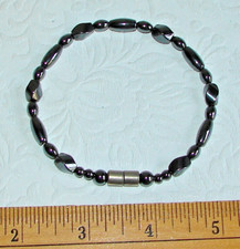 Black Hematite Magnetic Beaded BRACELET, 8.5" Long, Men/Women Magnet Therapy B42