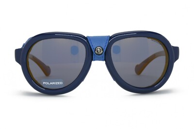 MONCLER Shield Sunglasses Genuine Leather Shield Blue 0090