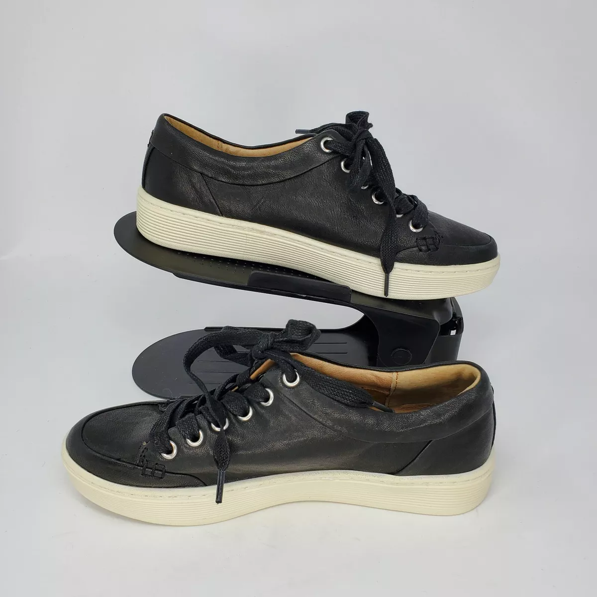 New Sofft Womens Sanders Sneakers Laces Black Leather Size 6 eBay