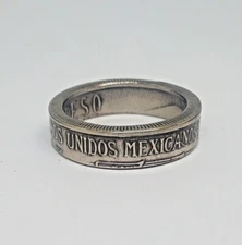 THIN BAND "Sealed" Coin ring made from MEXICAN PESO in size 7-14 and half sizes