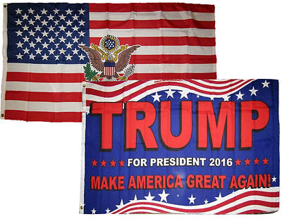 3x5 3'x5' Wholesale Combo President Seal & Donald Trump USA 2 Flags Flag