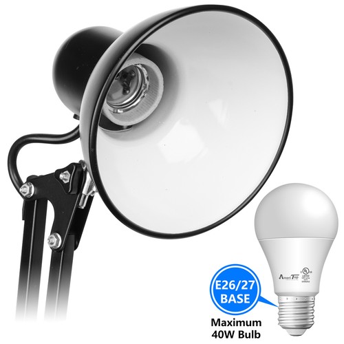 Black Desk Lamp Adjustable Swing Arm 6pack 2700K\3000\K5000 LED Light Bulbs - Picture 18 of 35