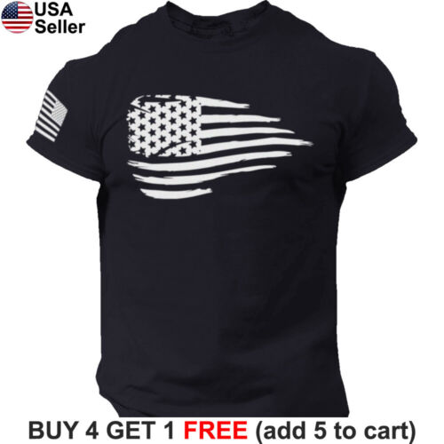 Camiseta Bandera de Estados Unidos Orgullo Americano Patriótico Político Angustiado Hombres BAM01 - Imagen 6 de 20