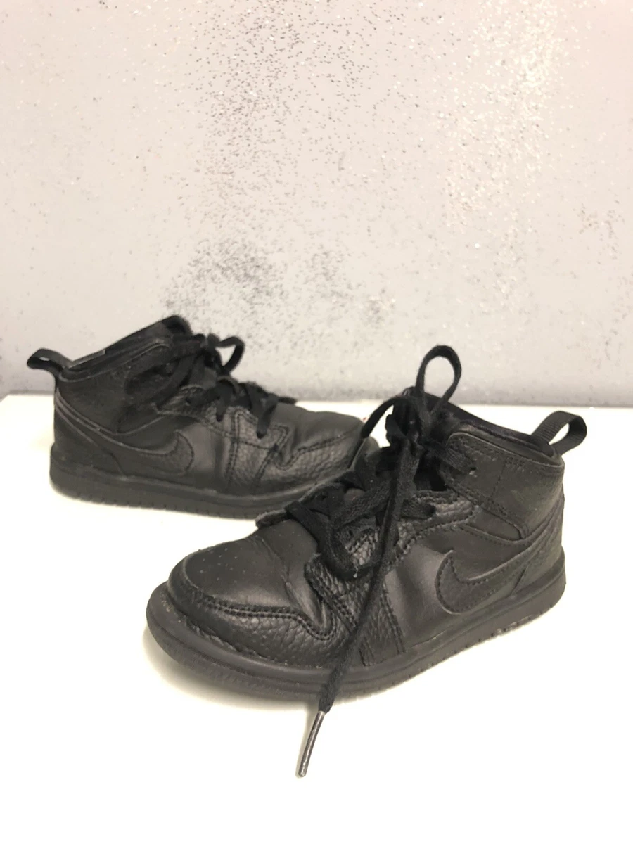 Nike Air Jordan Mid Leather Triple Black Size 10C eBay