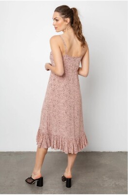Rails Womens Pink Ruffle Polka Dot Casual Tank Dress Medium | eBay
