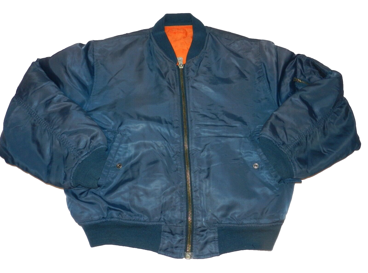 ジャケット・アウター vtg reversible short ma-1 flight jacket VTG MA-1 MA-1 MIL-J-0411 Flyers Reversible Bomber Nylon Navy