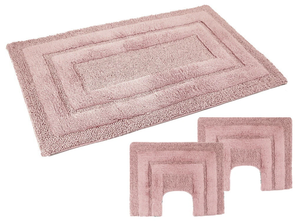 Set 3 Pezzi Di Tappeti Bagno PHP In Puro Cotone Con Antiscivolo Geco Grip Art. MELISSA Col. CREMA - Foto 3