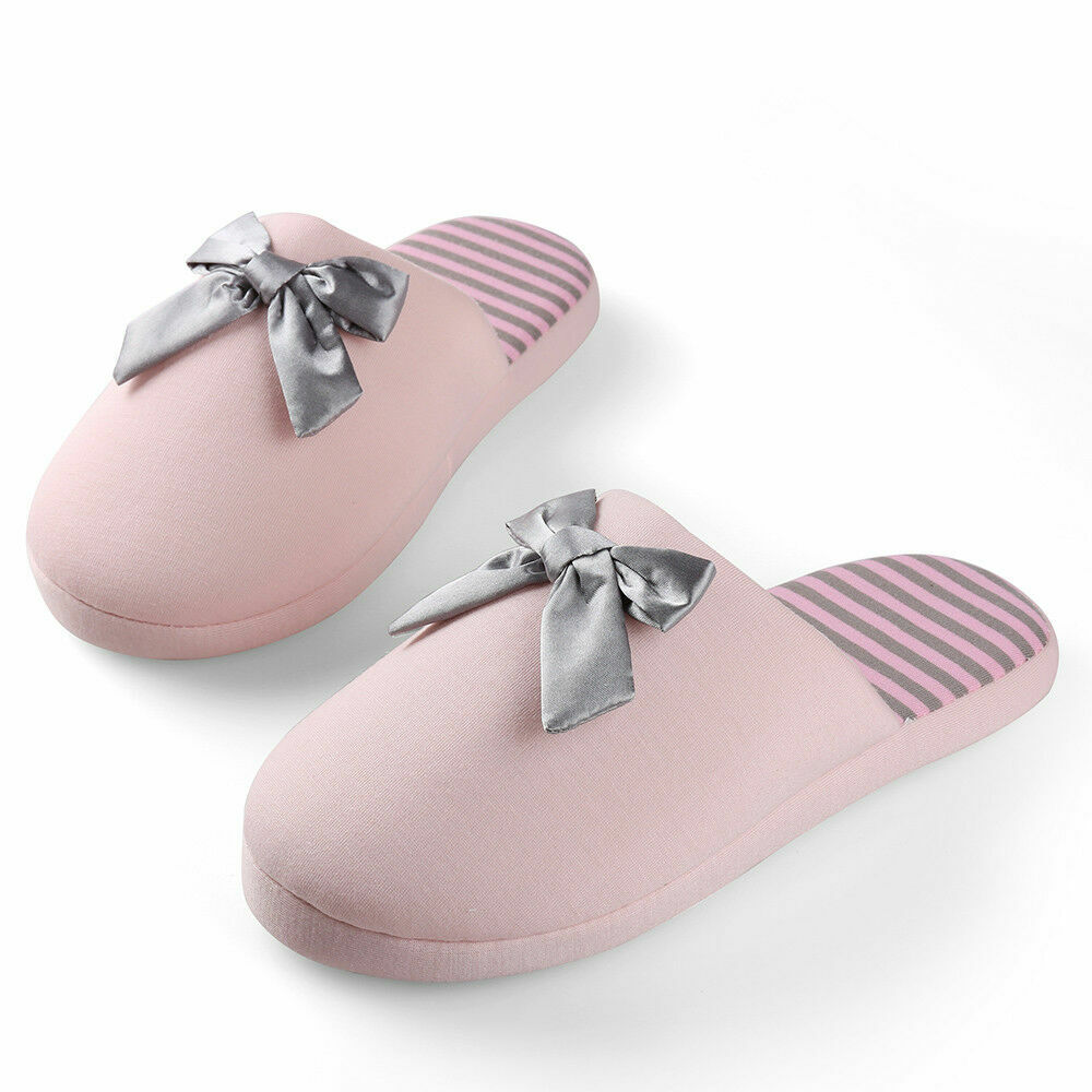 SAOLA Pantofole Aerusi donna rosa waffle righe e fiocco suola morbida scarpe da interno L XL