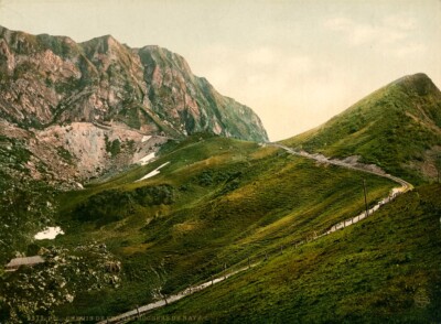 Hand Colored European Photochrome: Rochers de Naye Railway