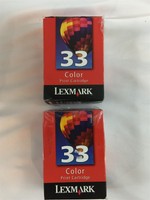 (2) Genuine Lexmark 33 Color Ink Cartridge In Box (2) Genuine Lexmark 33 Color Ink Cartridge In Box