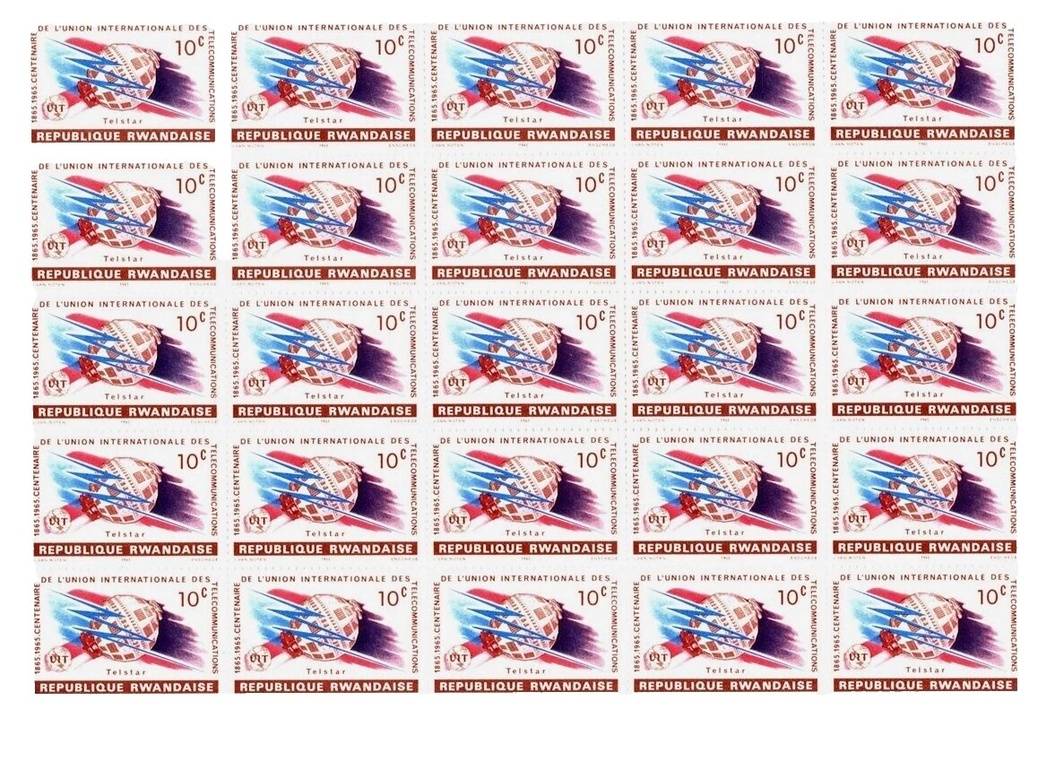 Banderas, emblemas nacionales estampillas de Ruanda