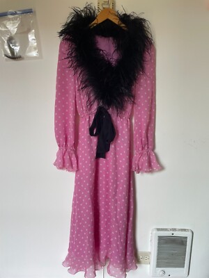 alessandra rich pink polka dot dress Bow-detail polka-dot silk maxi dress in pink - Alessandra Rich