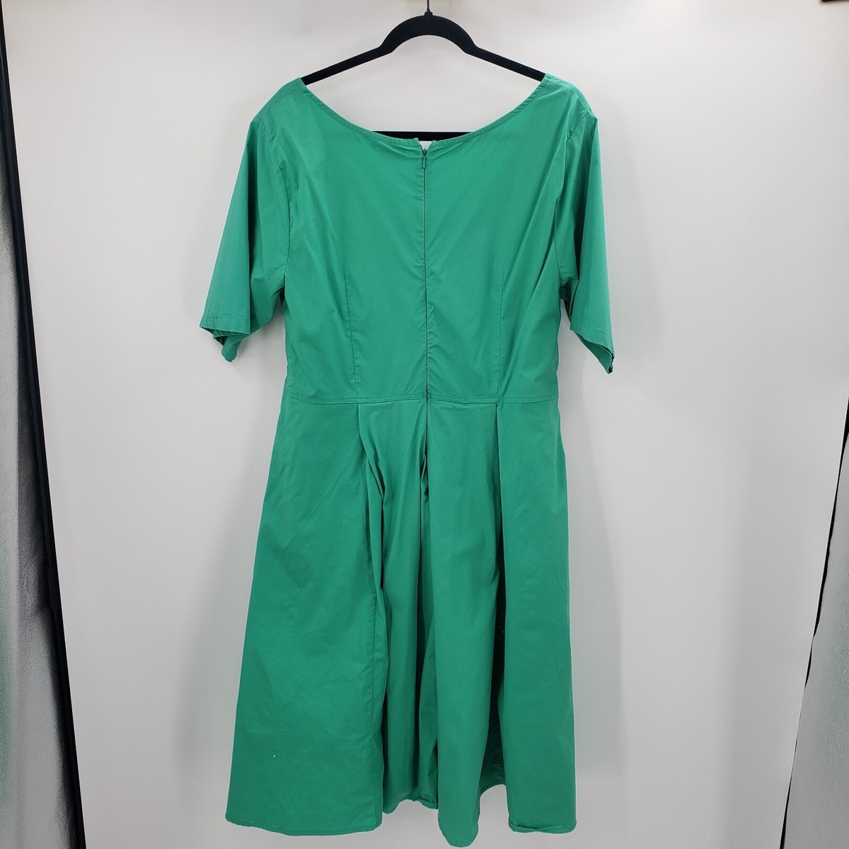 Eshakti Green Poplin Cotton Dress Womens Size 2x 22 Belted Pleated Fit  Flare | eBay