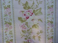 Yuwa Gorgeous 1940's Wallpaper stripe Fabric Pink Roses 